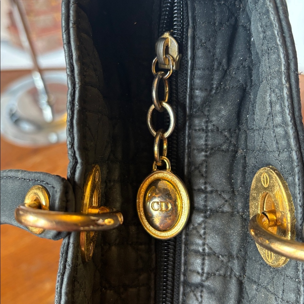 Christian Dior "Lady Dior" Bag in Black Quilted Nylon COA VINTAGE - Picture 9 of 13